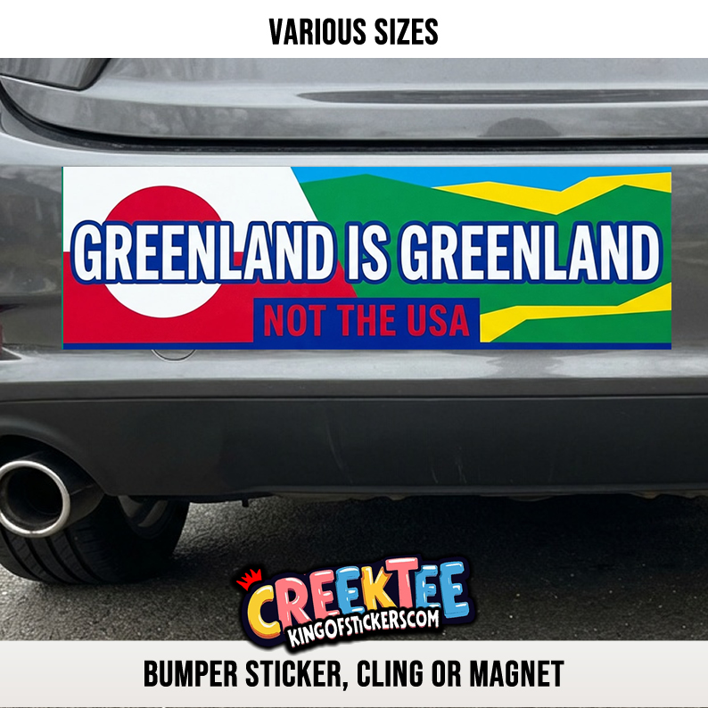 Greenland is Greenland not the USA Vinyl Bumper Sticker  Window Cling or Magnet in UV Laminate Coating and Various Sizes