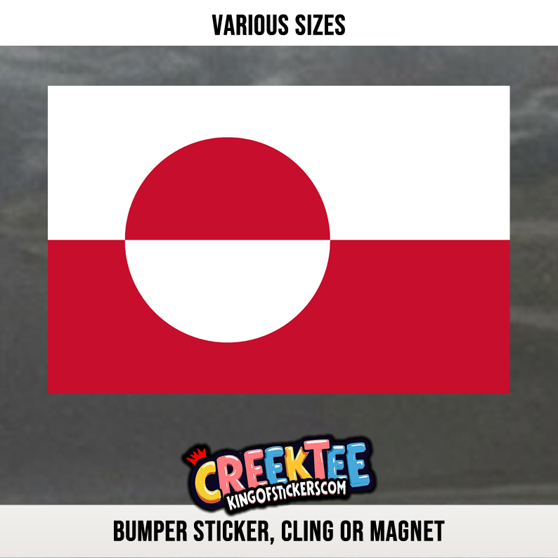 Greenland Flag Vinyl Bumper Sticker  Window Cling or Magnet in UV Laminate Coating and Various Sizes