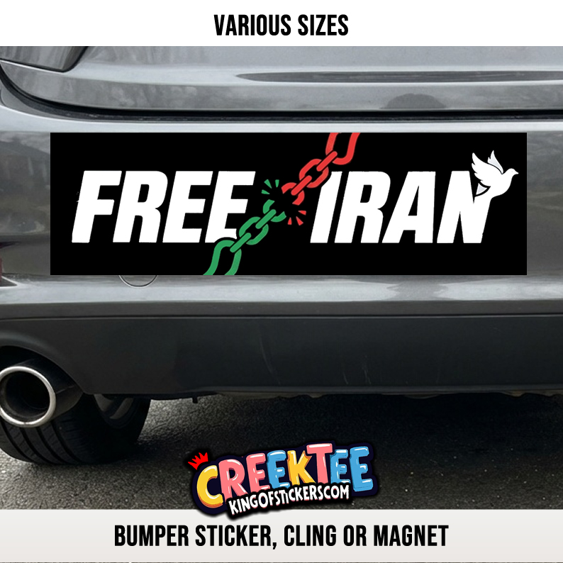 Free Iran Custom Vinyl Bumper Sticker  Cling or Magnet With Laminate Coating  Various Sizes