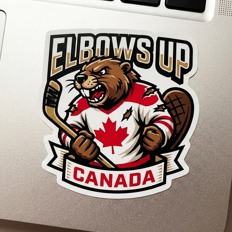 Elbows up Canada Die Cut Vinyl Sticker  Window Cling or Magnet with Laminate Coating in Various Sizes