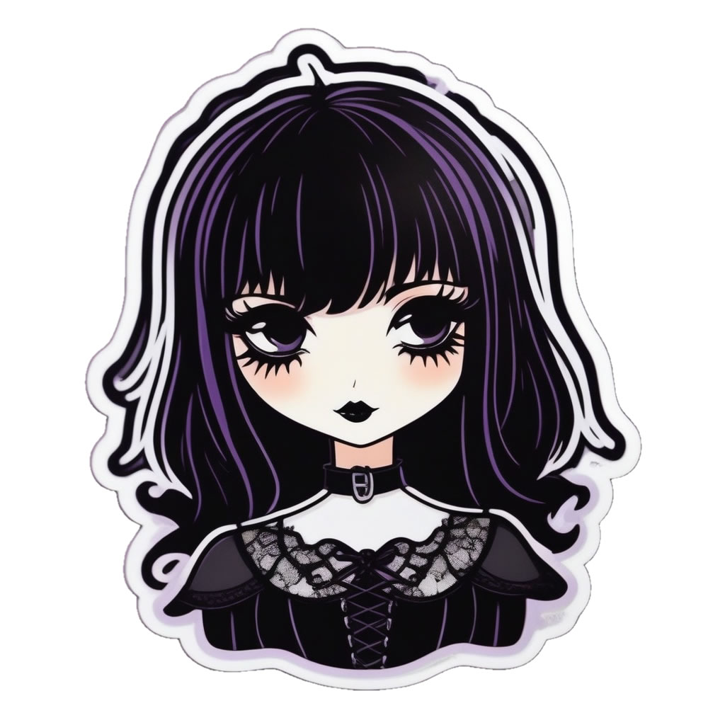 Goth Girl Vinyl Bumper Sticker  Window Cling or Bumper Sticker Magnet in UV Laminate Coating