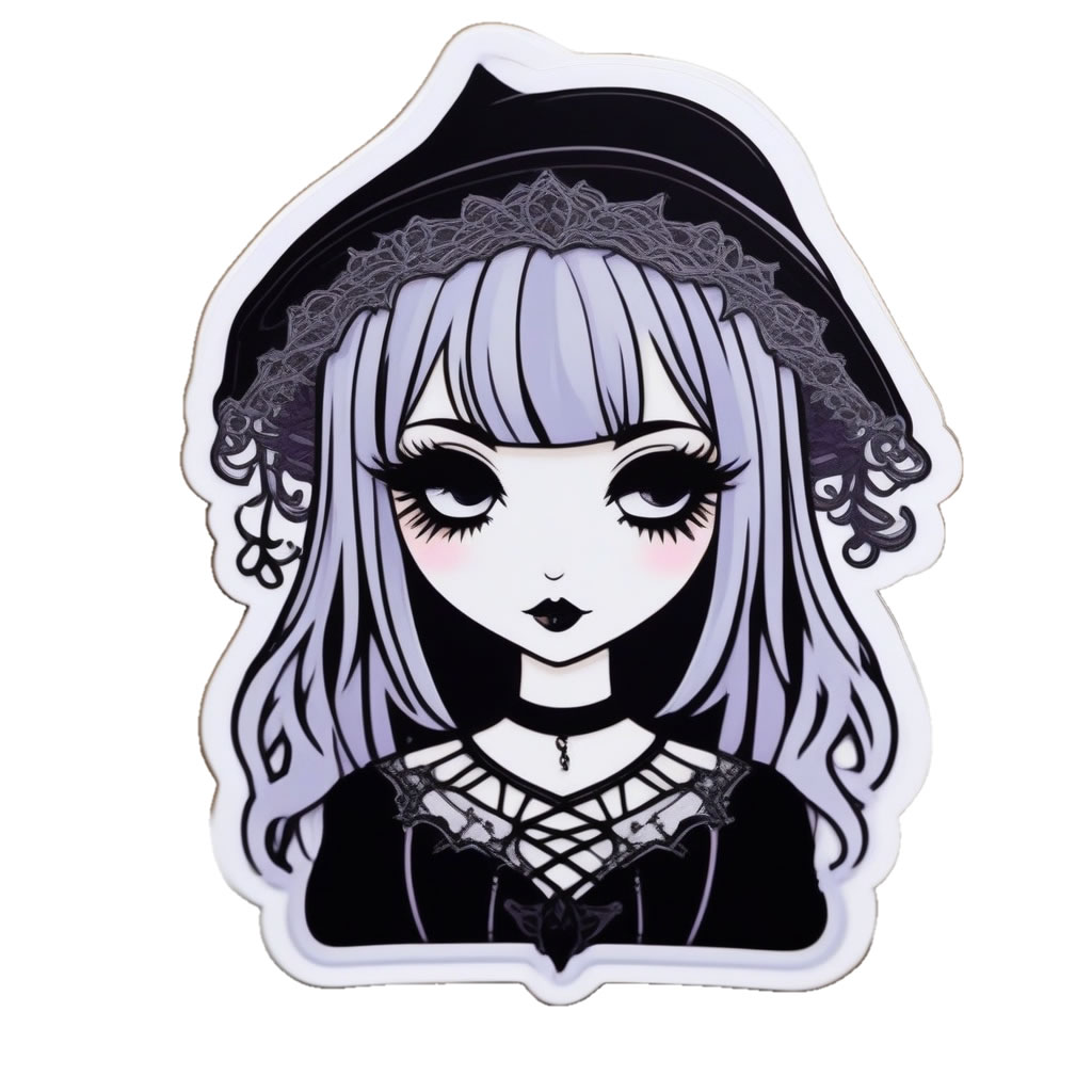 Goth Girl Vinyl Bumper Sticker  Window Cling or Bumper Sticker Magnet in UV Laminate Coating