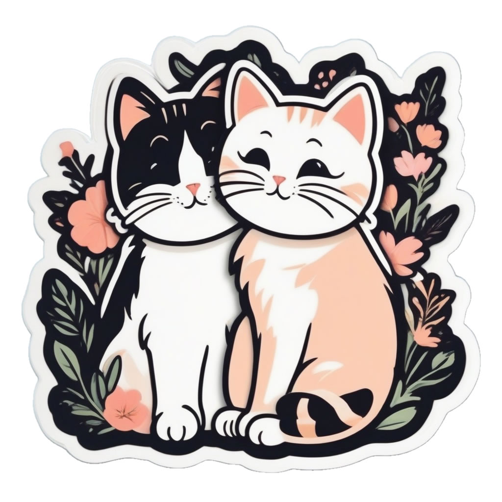 Cute Cats Vinyl Bumper Sticker  Window Cling or Bumper Sticker Magnet in UV Laminate Coating
