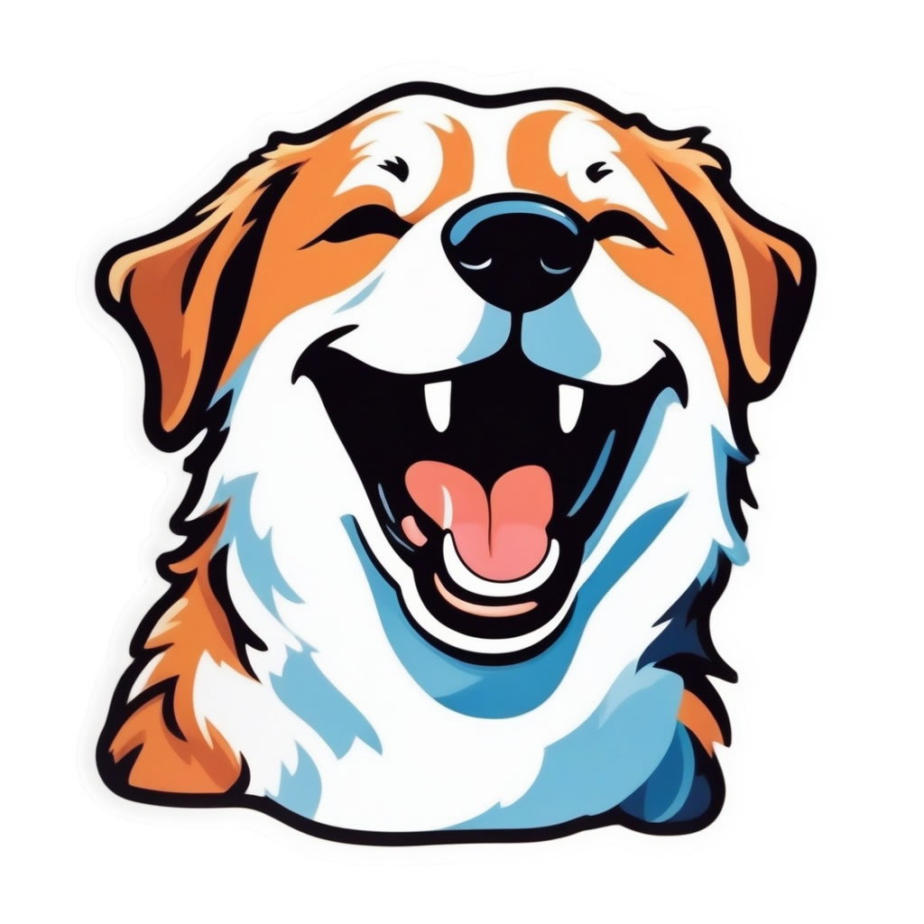 Happy Dog Vinyl Bumper Sticker  Window Cling or Bumper Sticker Magnet in UV Laminate Coating