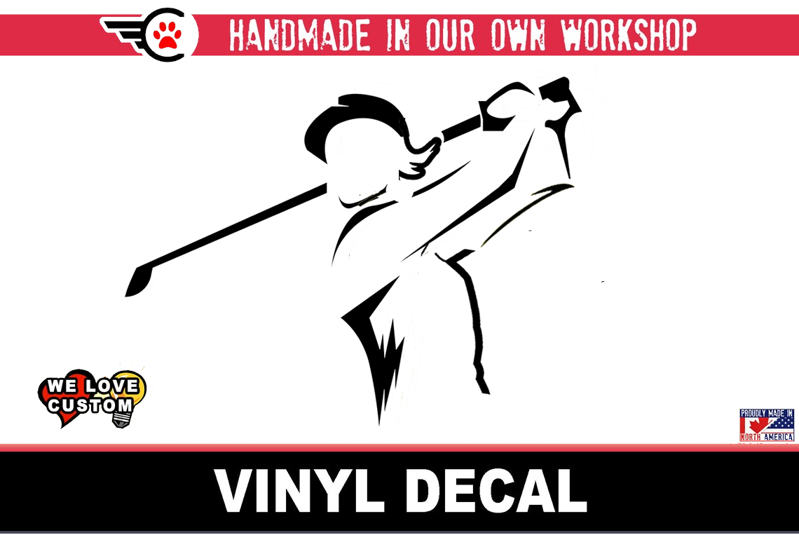 Golfing Vinyl Decal In Various Colors  Chrome Colors and Various Sizes