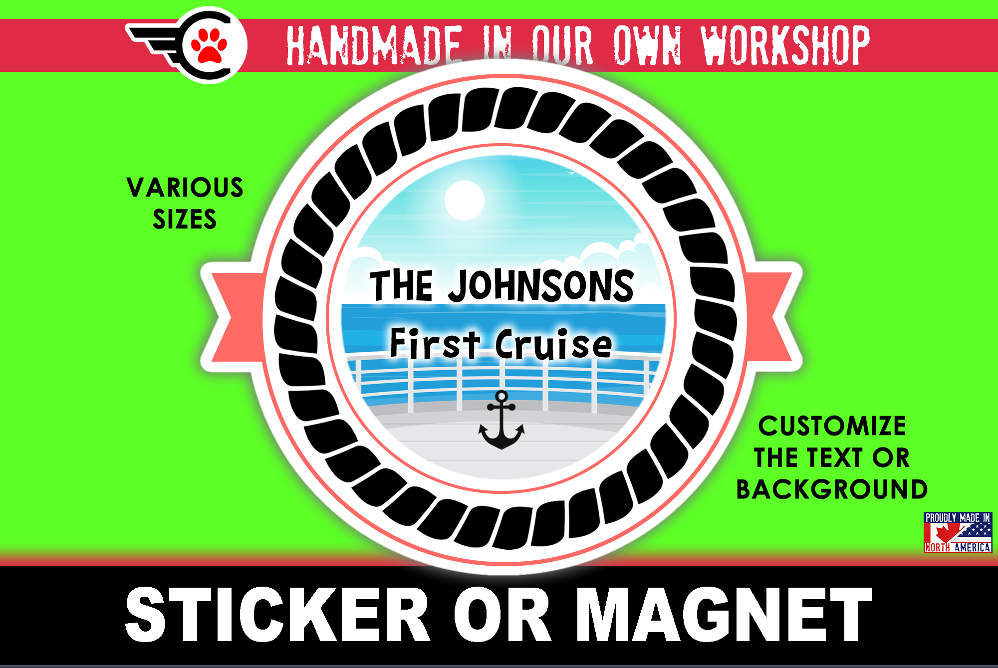 First Cruise Die Cut Vinyl Sticker  Window Cling or Magnet with Laminate Coating in Various Sizes