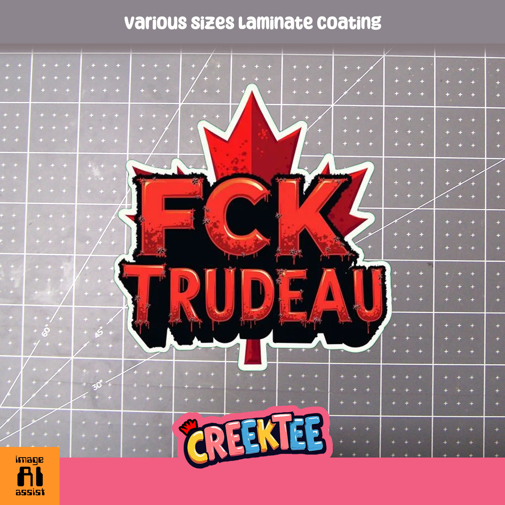 FCK Trudeau Die Cut Vinyl Sticker  Window Cling or Magnet with Laminate Coating in Various Sizes