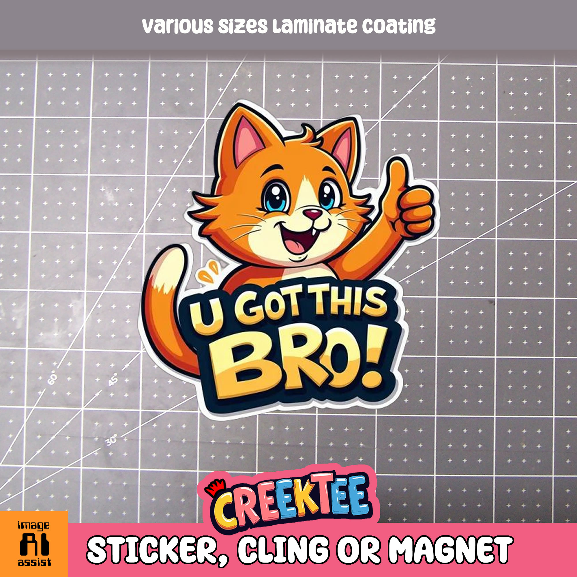 You Got This Bro Die Cut Vinyl Sticker  Window Cling or Magnet with Laminate Coating in Various Sizes