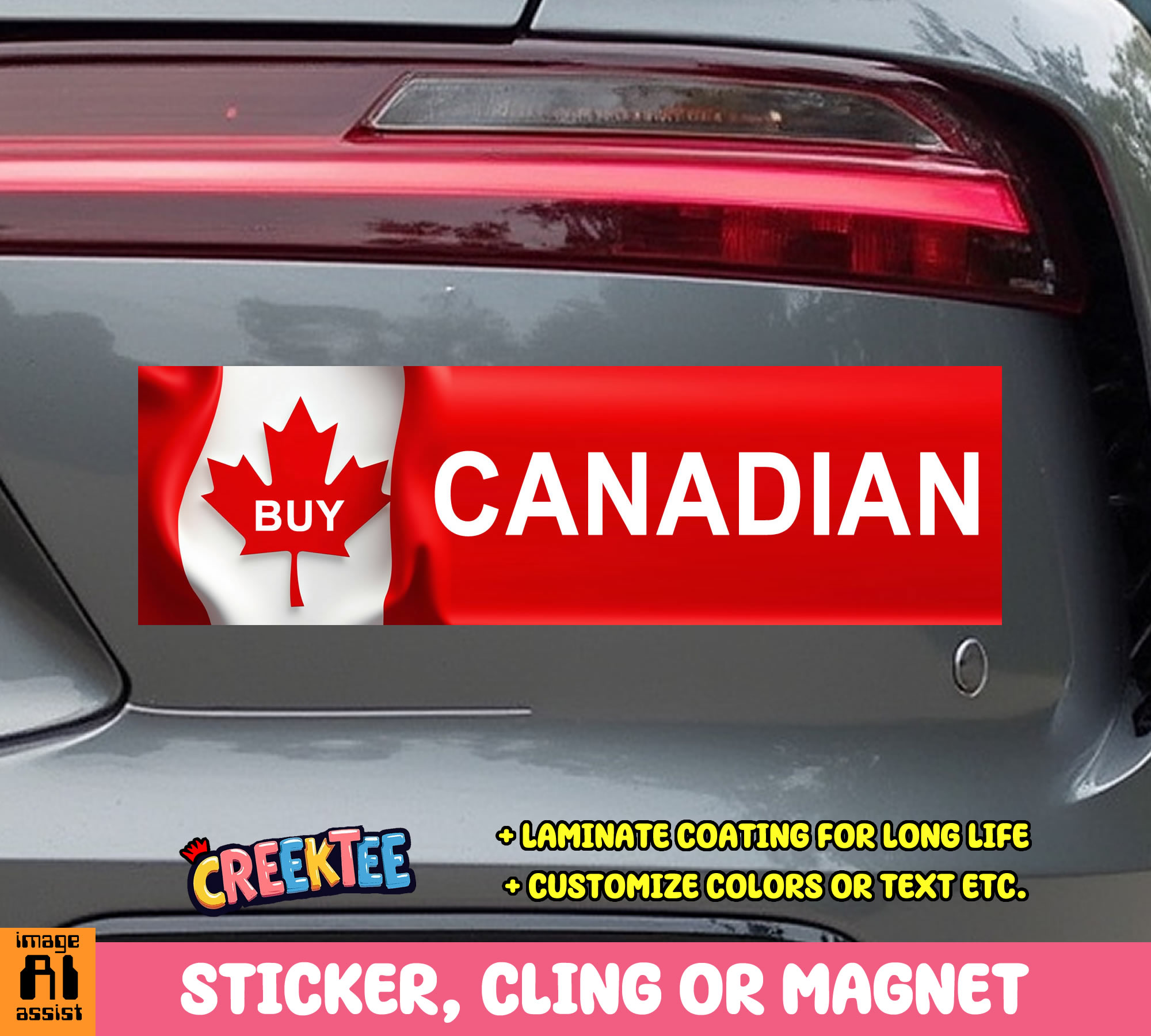 Buy Canadian Vinyl Bumper Sticker  Window Cling or Bumper Sticker Magnet in UV Laminate Coating