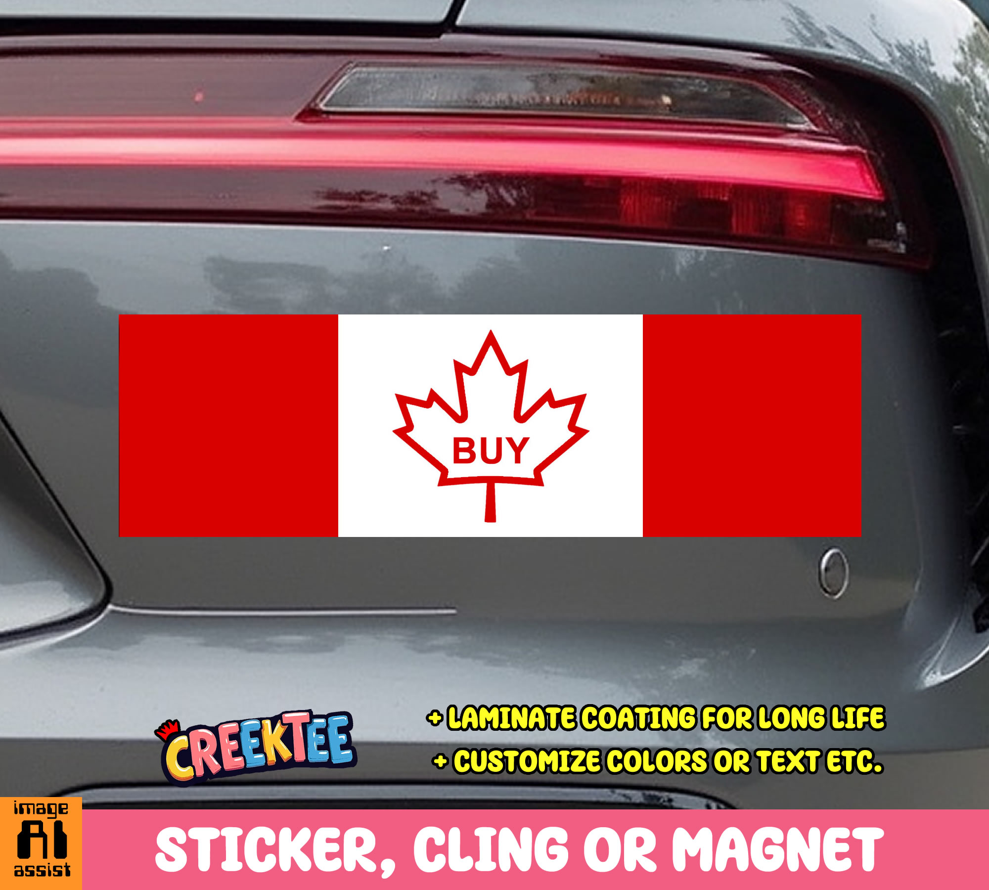 Buy Canadian Vinyl Bumper Sticker  Window Cling or Bumper Sticker Magnet in UV Laminate Coating
