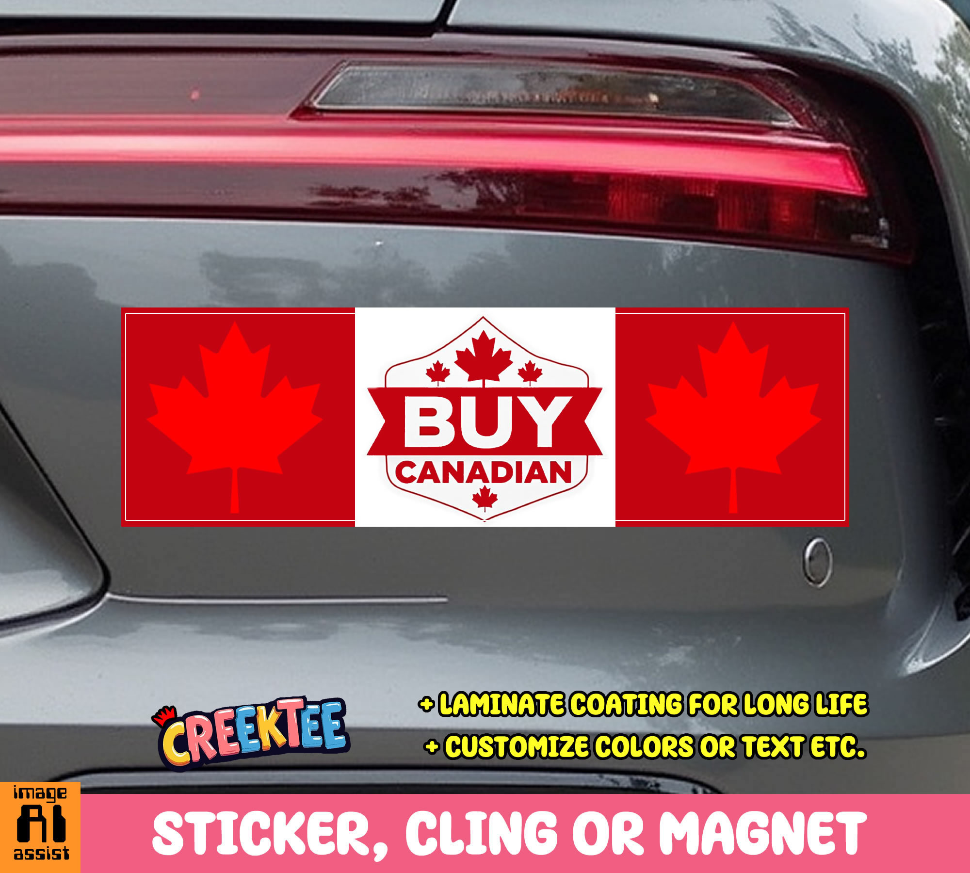 Buy Canadian Vinyl Bumper Sticker  Window Cling or Bumper Sticker Magnet in UV Laminate Coating