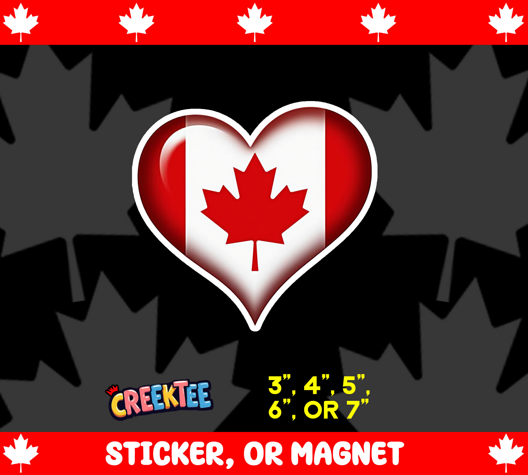 Heart Canada Flag Die Cut Vinyl Sticker  Window Cling or Magnet with Laminate Coating in Various Sizes