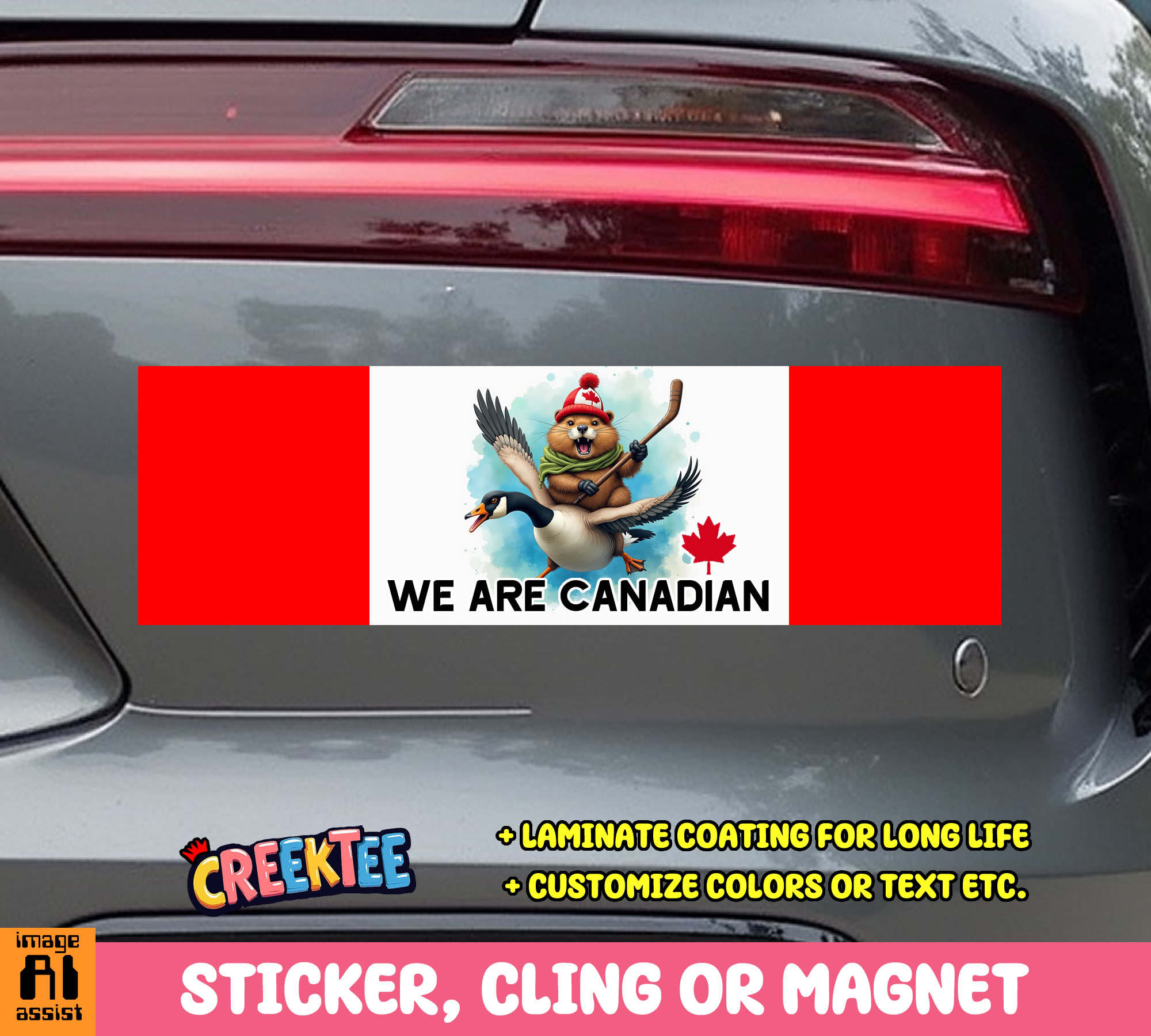 We are Canadian Vinyl Bumper Sticker  Window Cling or Magnet in UV Laminate Coating and Various Sizes