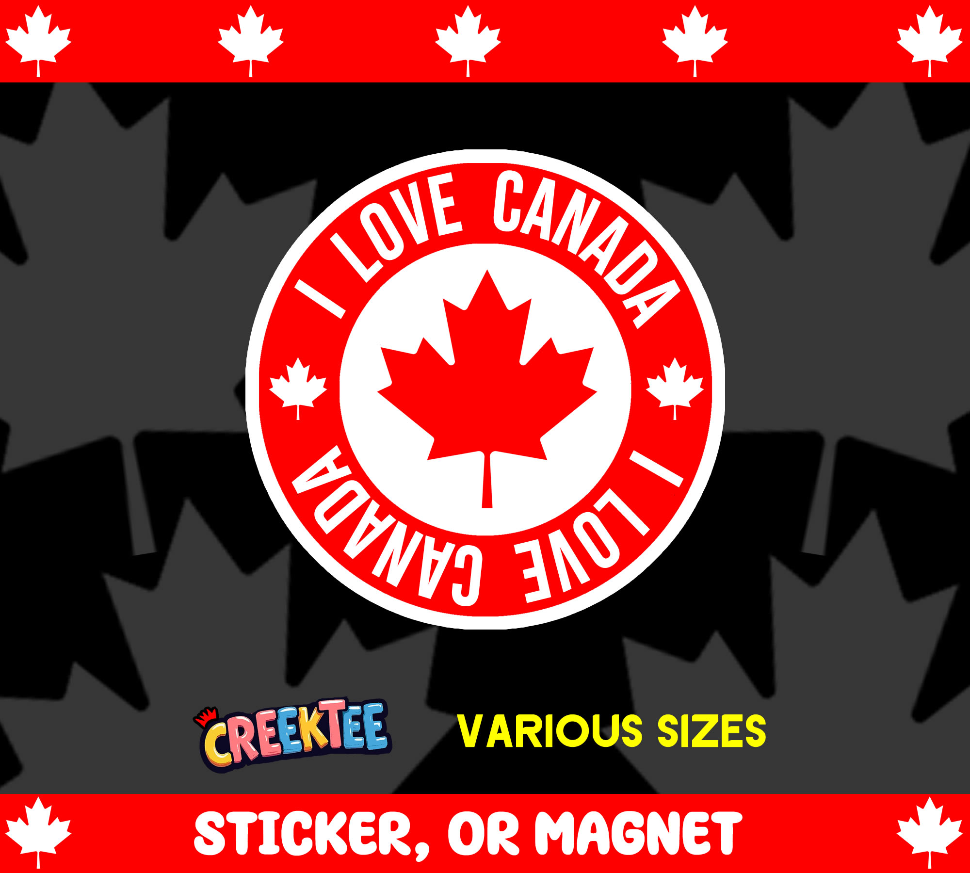 I Love Canada Vinyl Sticker  Window Cling or Magnet with Laminate Coating in Various Sizes