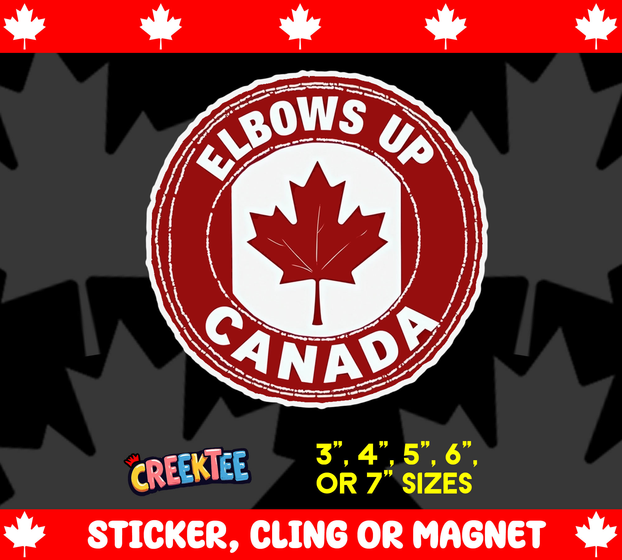 Elbows Up Canada Vinyl Sticker  Window Cling or Magnet with Laminate Coating in Various Sizes