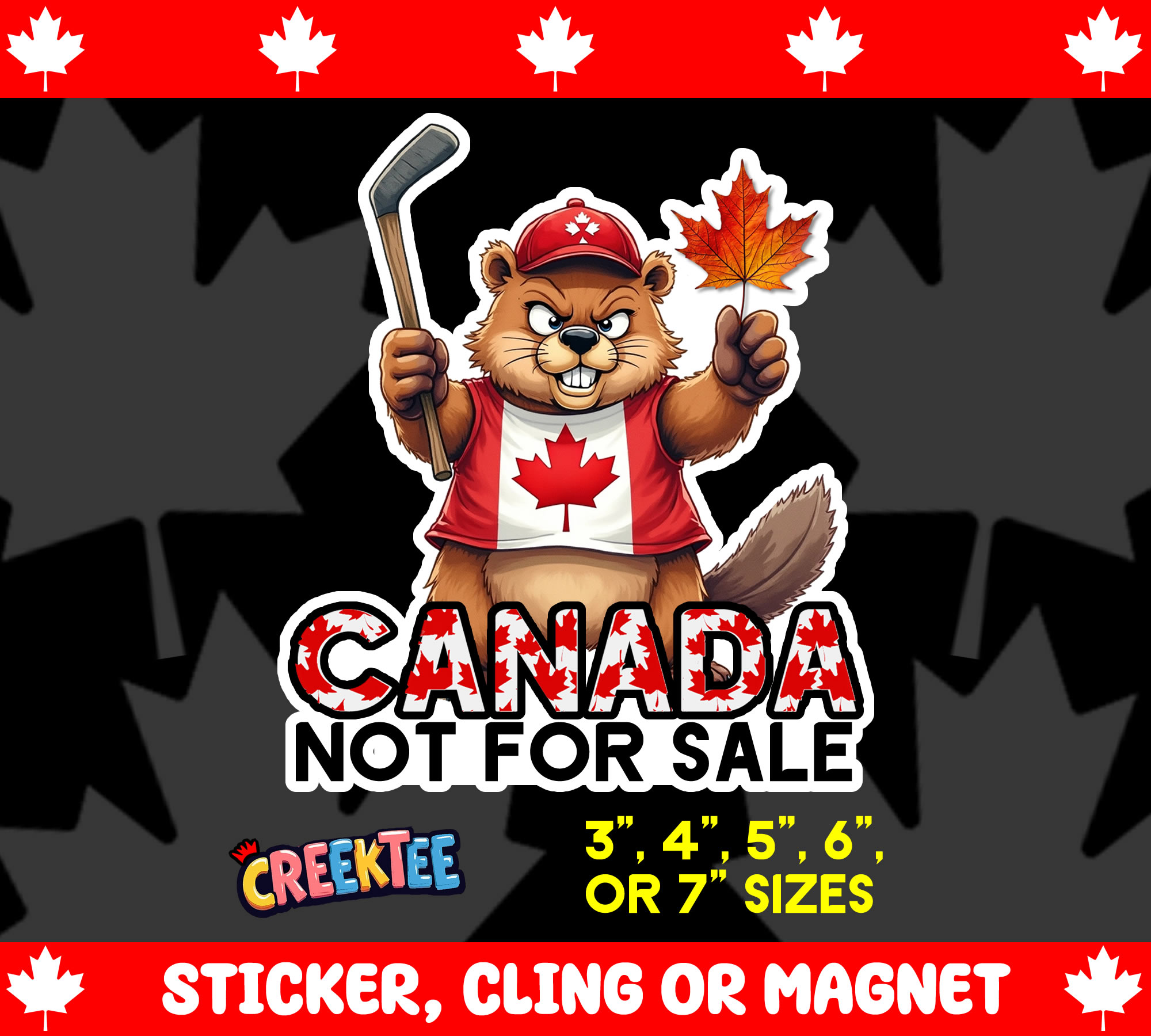 Canada is Not for Sale Die Cut Vinyl Sticker  Window Cling or Magnet with Laminate Coating in Various Sizes