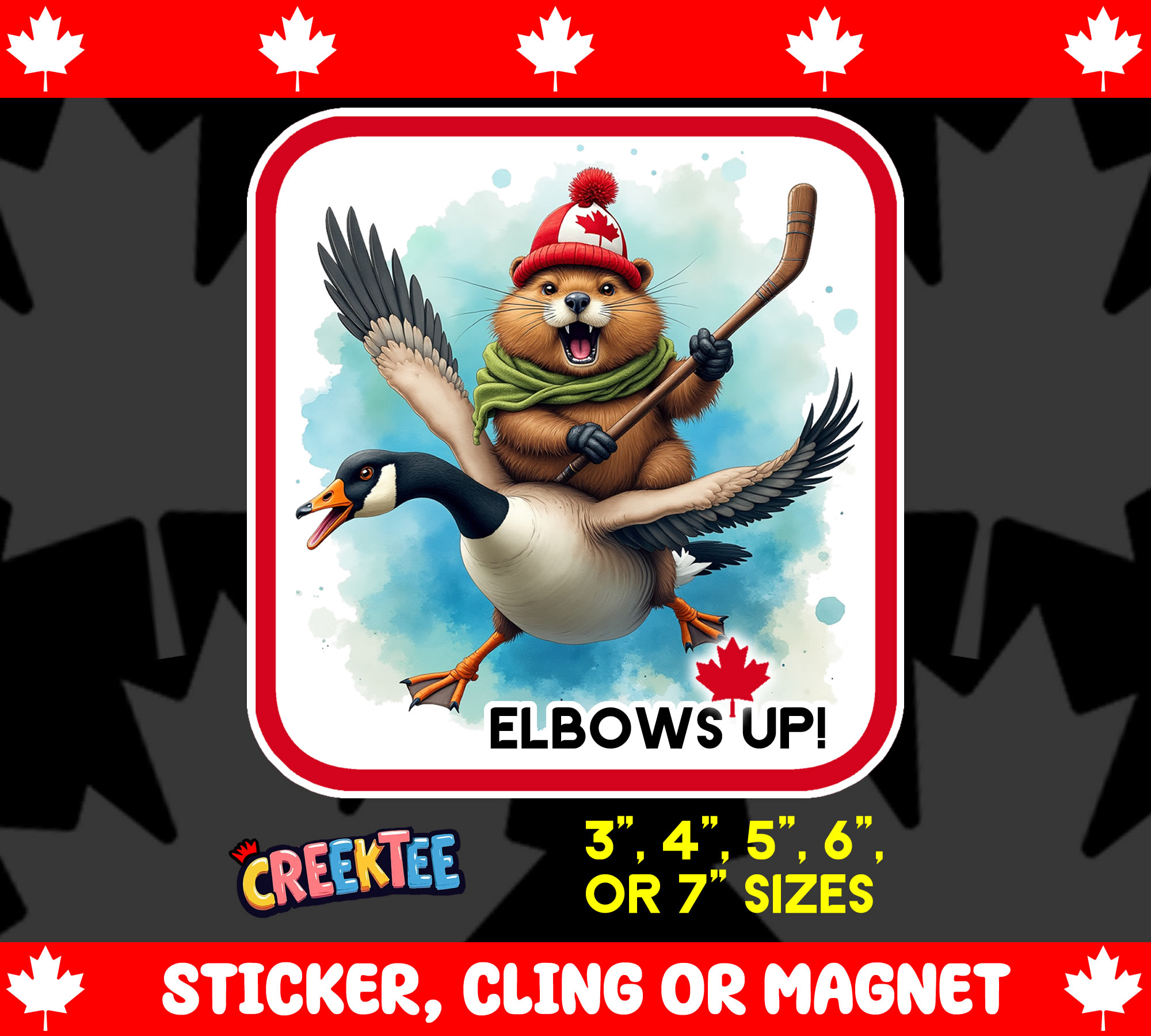 Canadian  Elbows Up  Vinyl Sticker  Window Cling or Magnet with Laminate Coating in Various Sizes