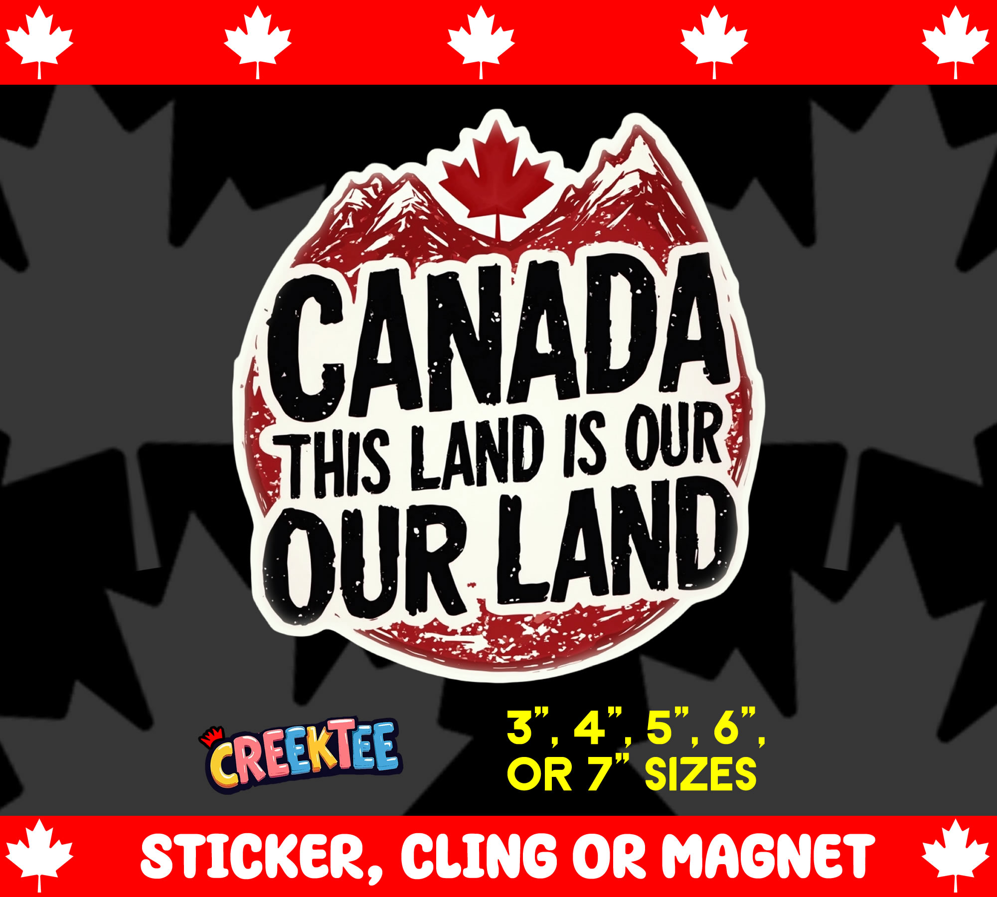 Canada This Land Is Our Land Die Cut Vinyl Sticker  Window Cling or Magnet with Laminate Coating in Various Sizes