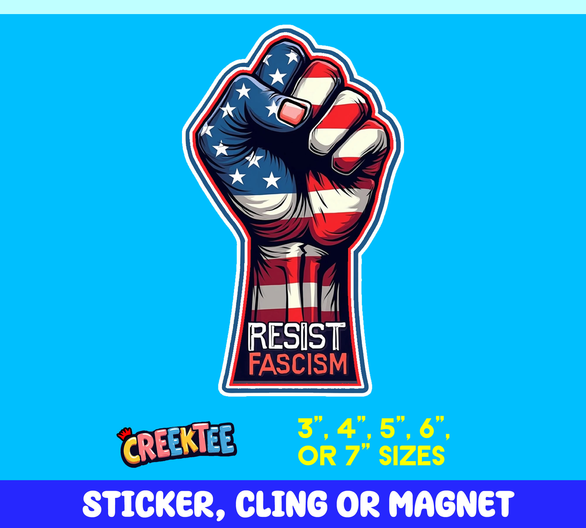 Resist Fascism Die Cut Vinyl Sticker  Window Cling or Magnet with Laminate Coating in Various Sizes