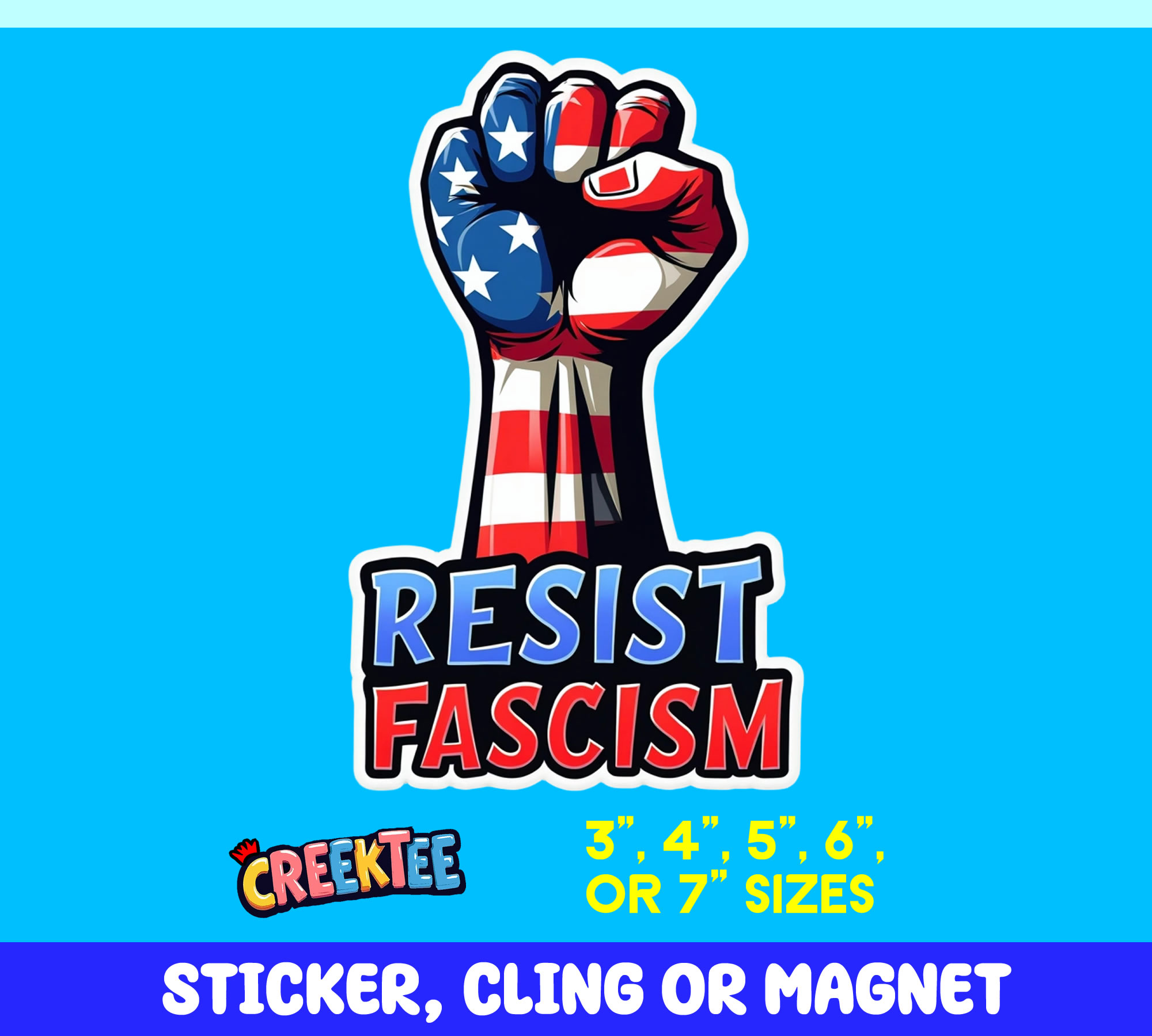 Resist Fascism Die Cut Vinyl Sticker  Window Cling or Magnet with Laminate Coating in Various Sizes
