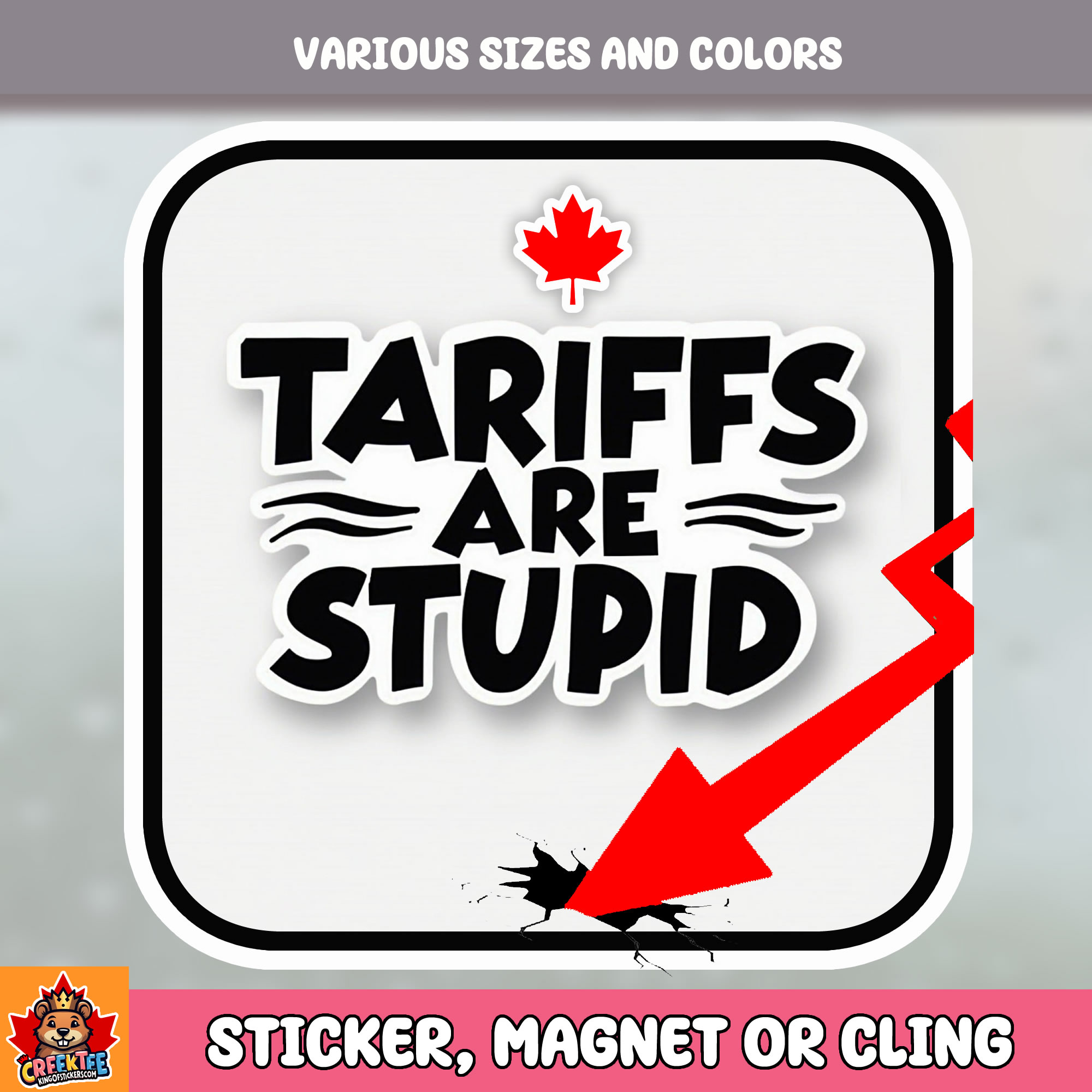 Tariffs are Stupid Vinyl Sticker  Window Cling or Magnet with Laminate Coating in Various Sizes