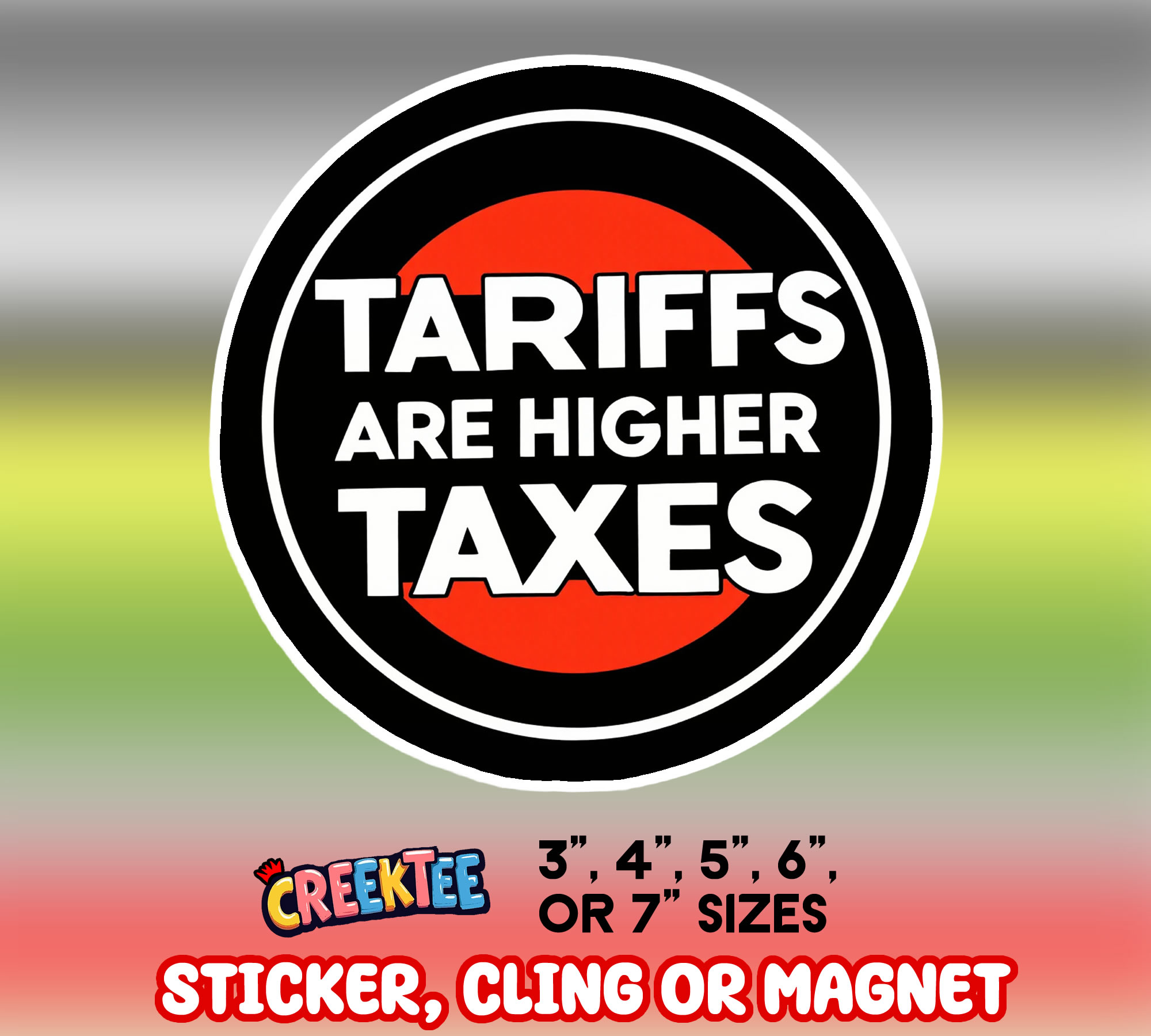 Tariffs are Higher Taxes Vinyl Sticker  Window Cling or Magnet with Laminate Coating in Various Sizes