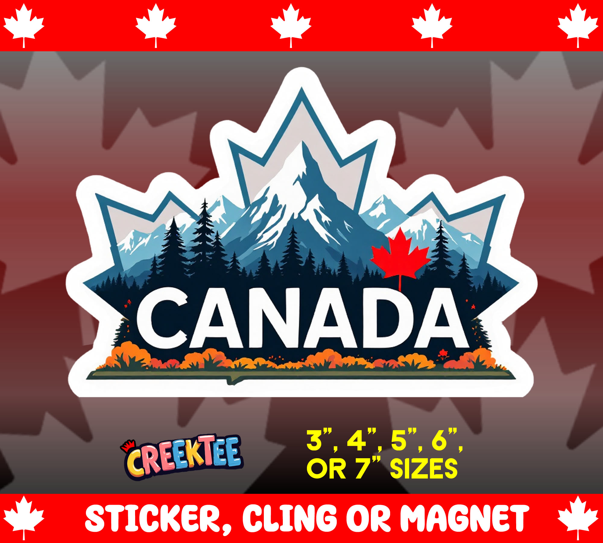 Canada Die Cut Vinyl Sticker  Window Cling or Magnet with Laminate Coating in Various Sizes