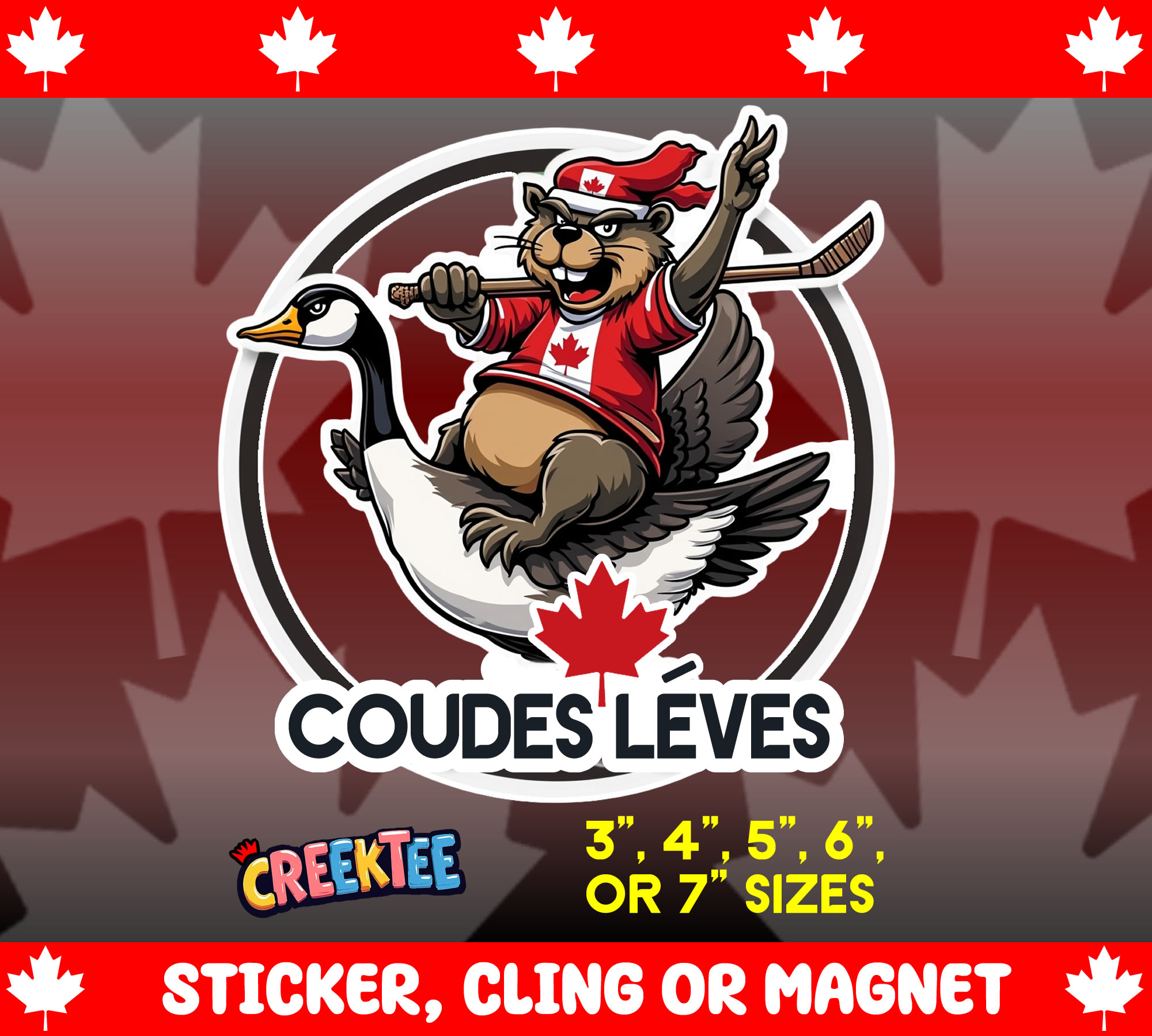 Coudes Leves Sticker  Window Cling or Magnet with Laminate Coating in Various Sizes
