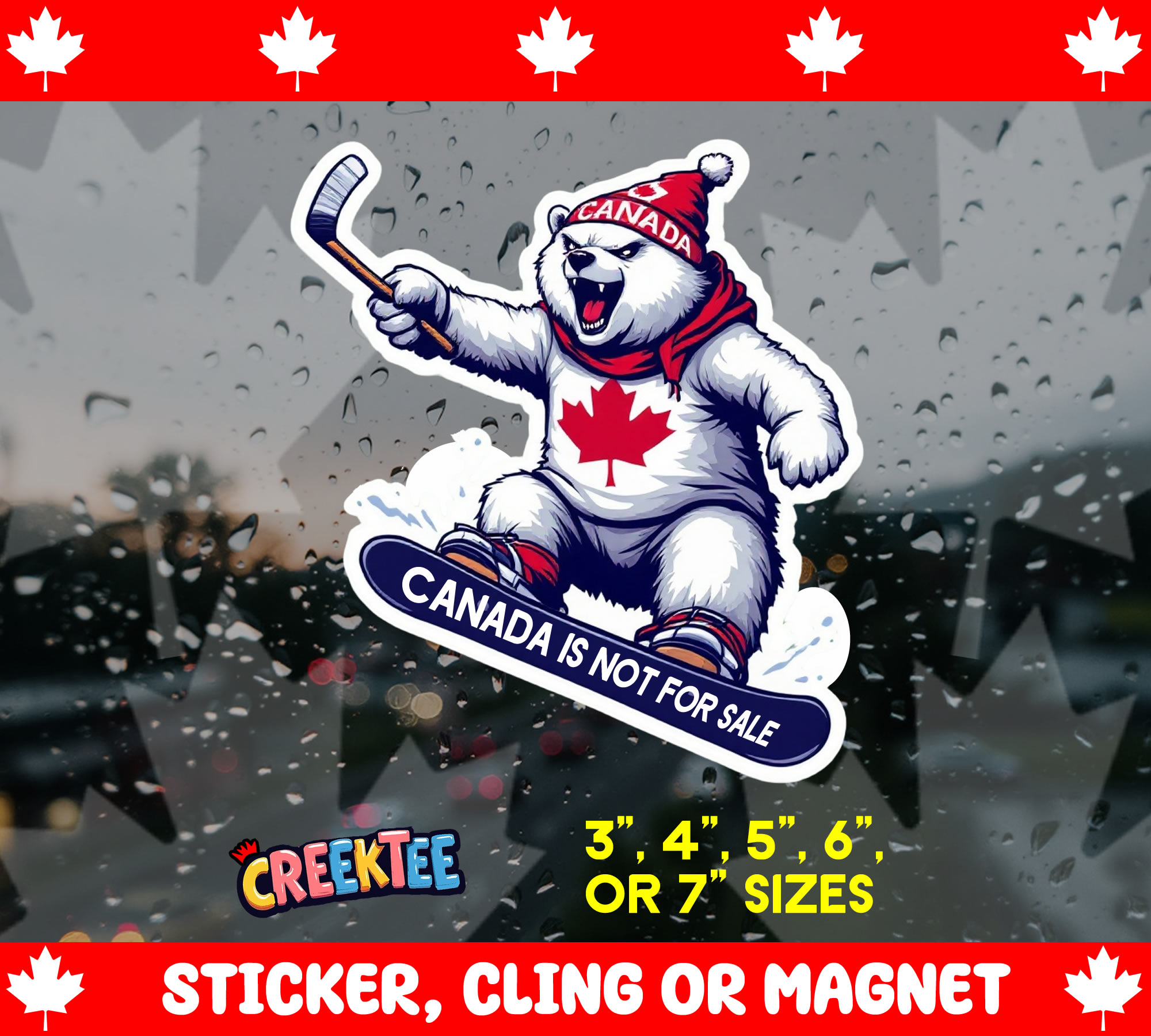 Canada is Not for Sale Die Cut Vinyl Sticker  Window Cling or Magnet with Laminate Coating in Various Sizes