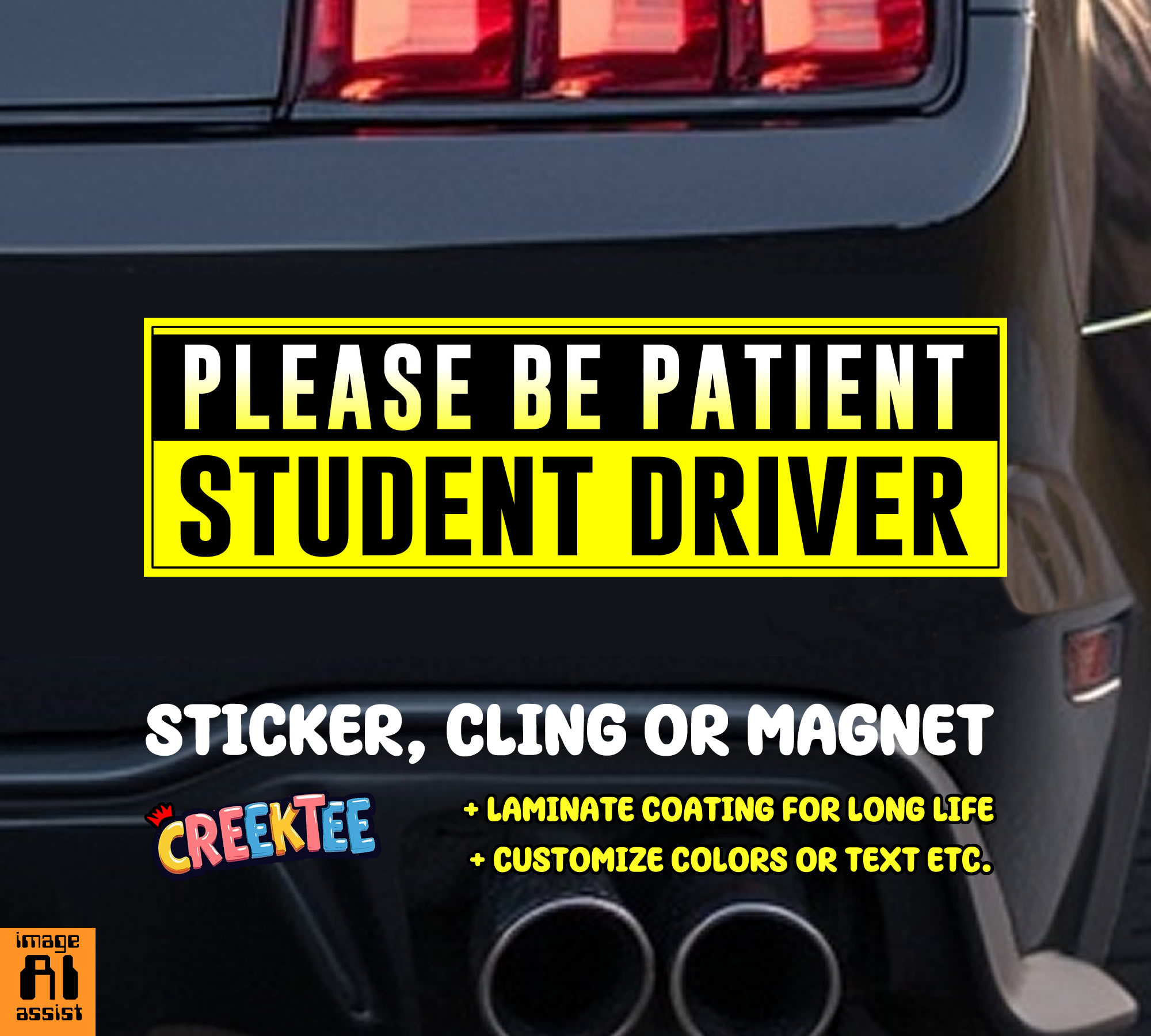 Please be Patient  Student Driver Vinyl Bumper Sticker  Window Cling or Bumper Sticker Magnet in UV Laminate Coating