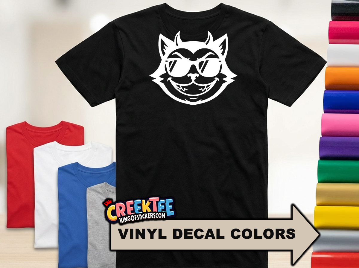 Evil Cool Cat Fun HTV Vinyl Print Tee 